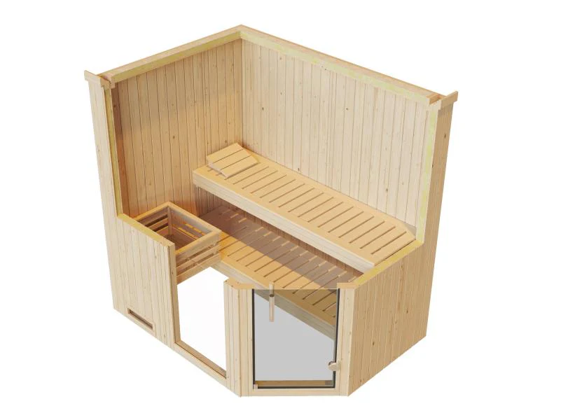 Weka Elementsauna Varberg 1,weiß, inkl. 4,5 kW Bioofen (BioS) mit digitaler Steuerung, Ganzglastür u - Image 6