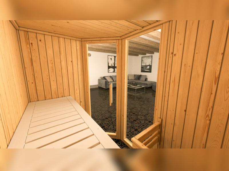 Weka Elementsauna Varberg 1,weiß, inkl. 5,4 kW Ofen Kompakt integr. Steuerung, Ganzglastür und Fens - Image 10