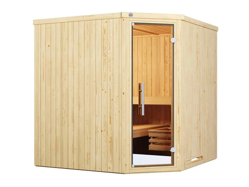 Weka Elementsauna Varberg 3, inkl. 9 kW Ofen Kompakt integr. Steuerung, Ganzglastür - Image 3
