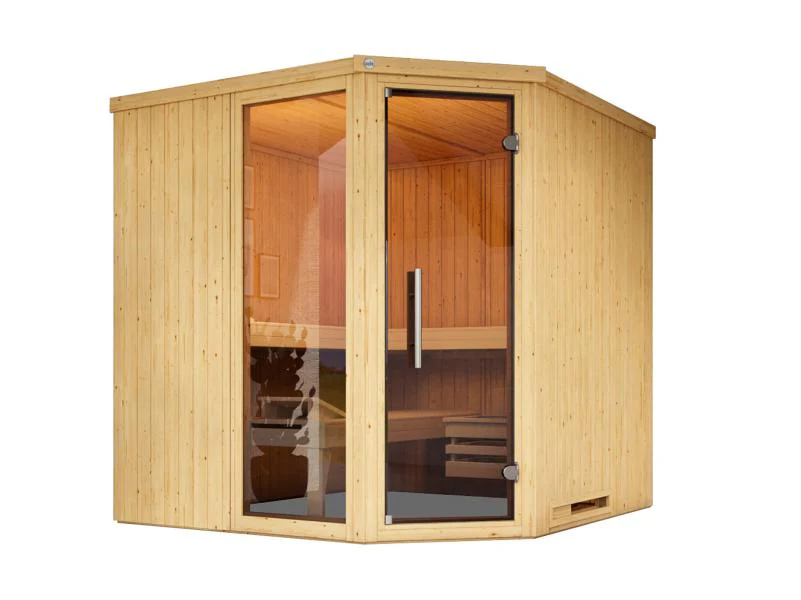 Weka Elementsauna Varberg 3, inkl. 9 kW Ofen Kompakt integr. Steuerung, Ganzglastür und Fenster - Image 3
