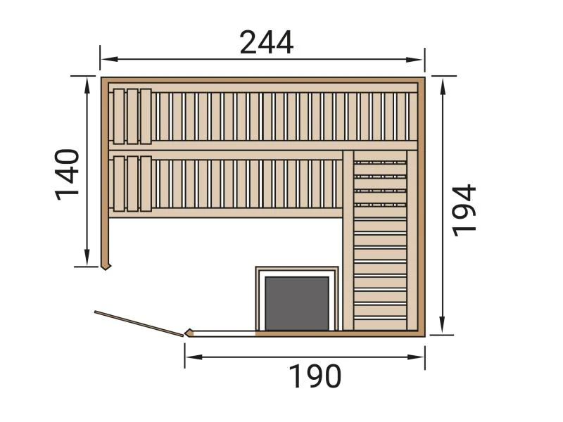 Weka Elementsauna Varberg 4, inkl. 9 kW Bioofen digitale Steuerung (BioS), Ganzglastür und Fenster - Image 2