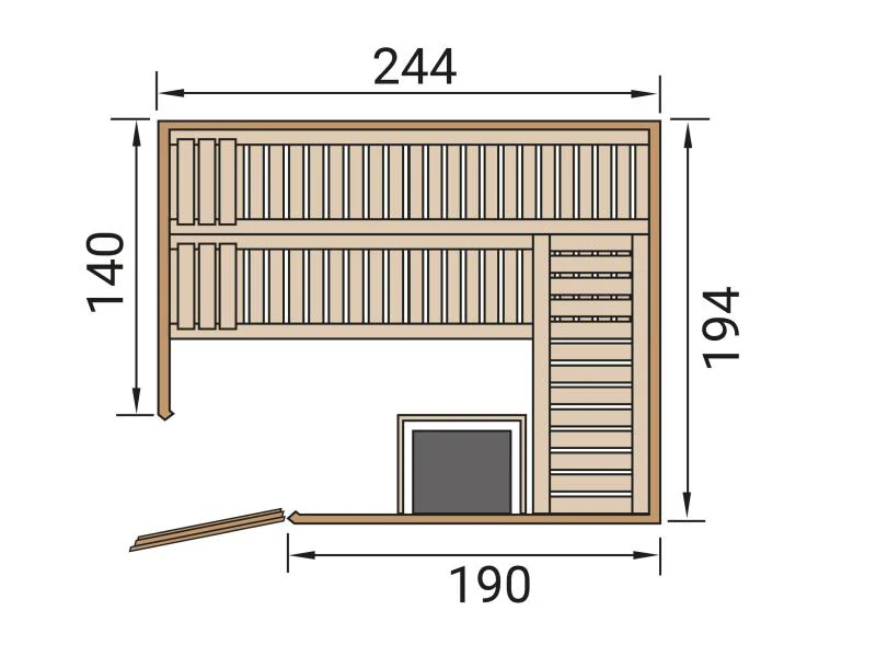 Weka Elementsauna Varberg 4, inkl. 9 kW Ofen digitale Steuerung (OS), Ganzglastür - Image 2