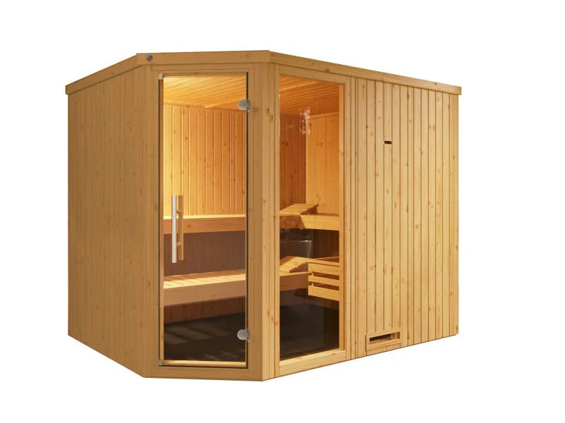 Weka Elementsauna Varberg 4, inkl. 9 kW Ofen Kompakt integr. Steuerung, Ganzglastür und Fenster - Image 3