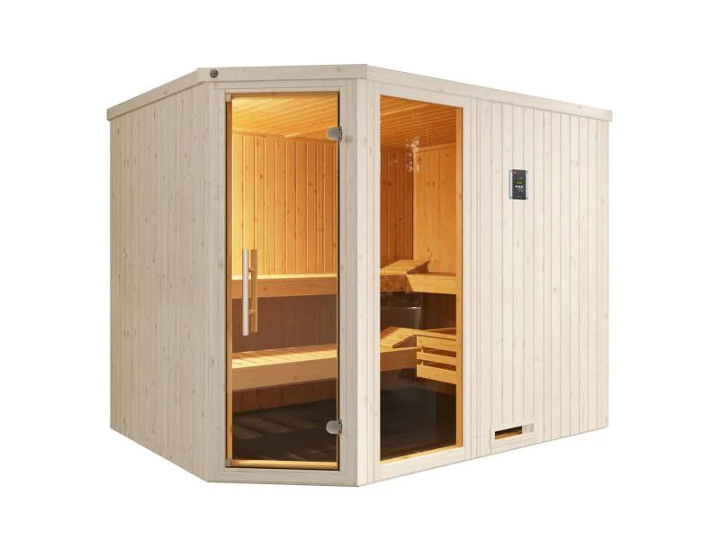 Weka Elementsauna Varberg 4 Trend, weiß, inkl. 9 kW Bioofen digitale Steuerung (BioS), Ganzglastür u - Image 3
