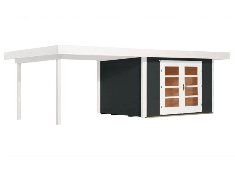Weka Gartenhaus 126 B Plus Gr. 2 anthrazit mit Anbaudach 300 cm - Image 3