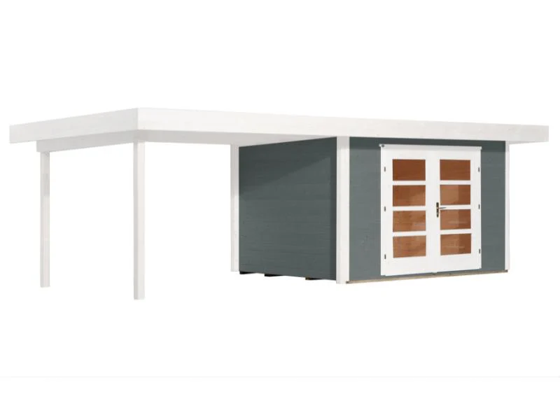 Weka Gartenhaus 126 Gr. 1 in grau mit Anbaudach 300 cm - Image 2