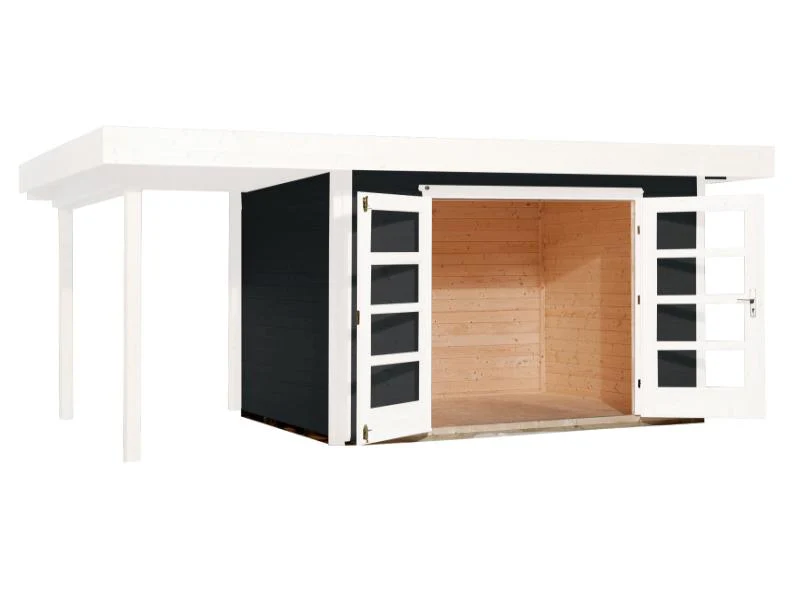 Weka Gartenhaus 126 Gr. 2 in anthrazit mit Anbaudach 150 cm - Image 3