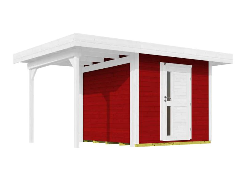 Weka Gartenhaus 172A Größe 1 schwedenrot mit Anbaudach 147 cm - Image 3