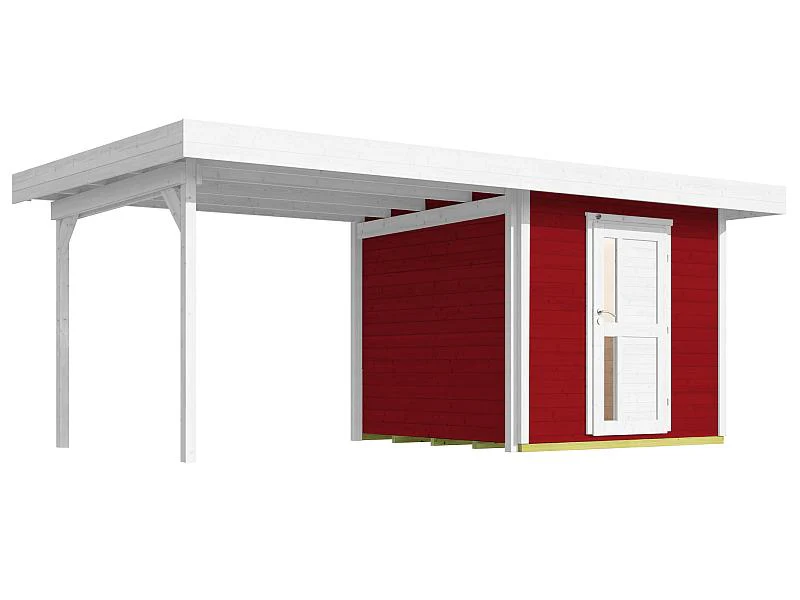 Weka Gartenhaus 172B Größe 1 schwedenrot mit Anbaudach 295 cm - Image 2