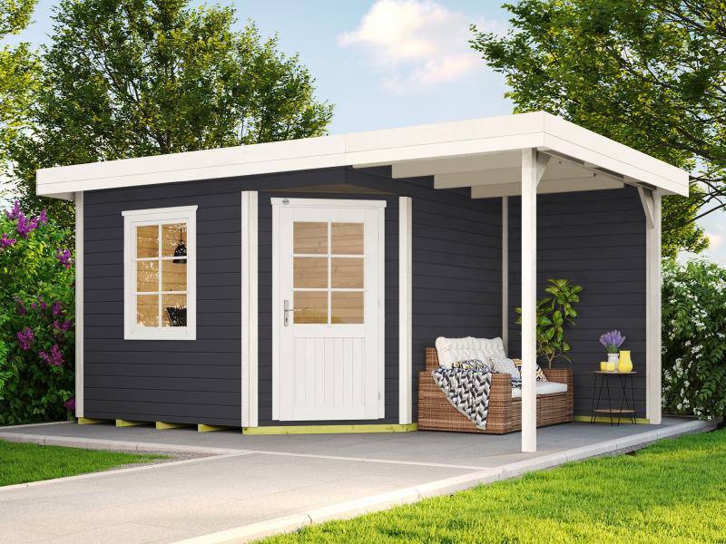 Weka Gartenhaus 213 Plus Gr 1 anthrazit Anbau 150 cm