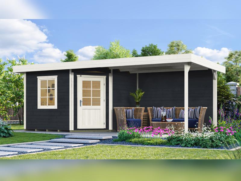 Weka Gartenhaus 213 Plus Gr 2 anthrazit Anbau 300 cm