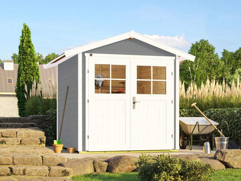 Weka Gartenhaus 224 Größe 1 mit Doppeltür grau