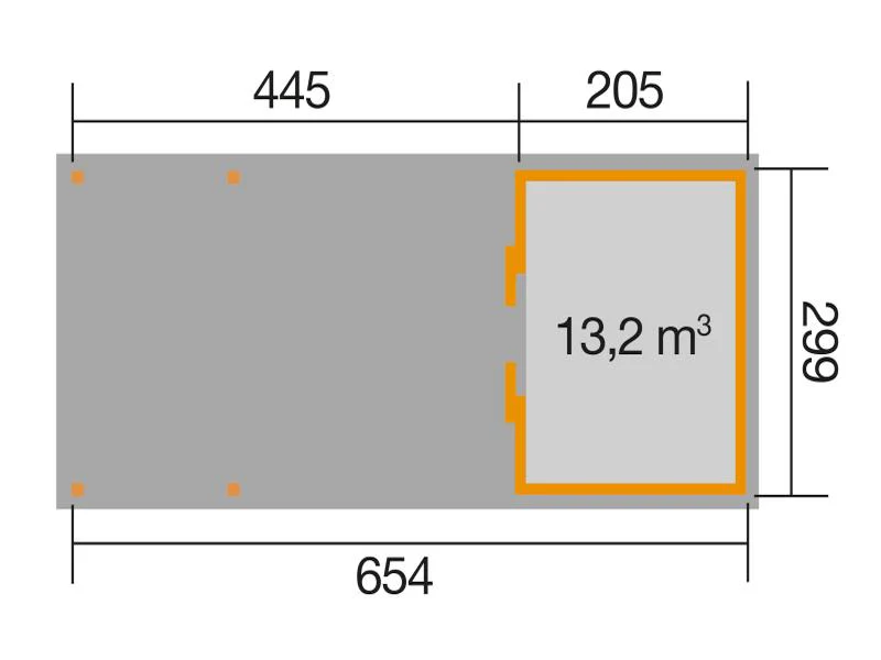Weka Gartenhaus 225 Gr. 1 und Anbaudach 445 cm - Image 3