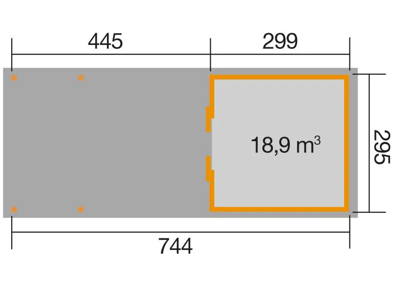 Weka Gartenhaus 225 Gr. 2 und Anbaudach 445 cm - Image 3