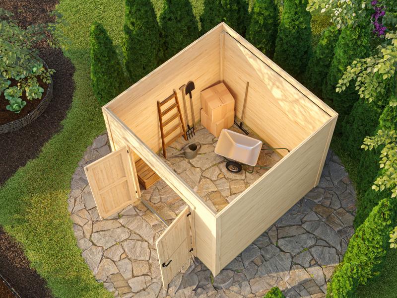 Weka Gartenhaus Batu 1,5, 28mm, inkl. Vollholz-Doppeltür, Dunkelgrau - Image 5