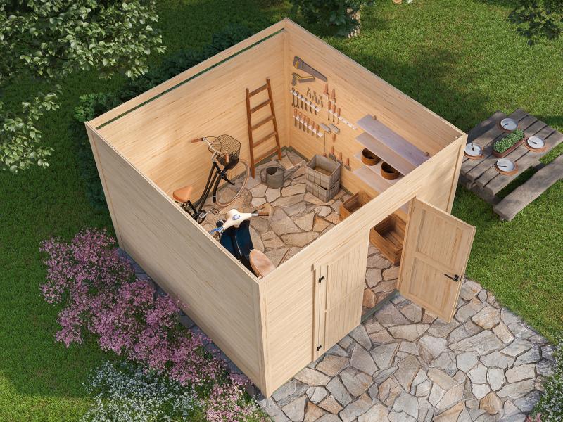 Weka Gartenhaus Batu 3, 28mm natur, inkl. Vollholz-Doppeltür - Image 2