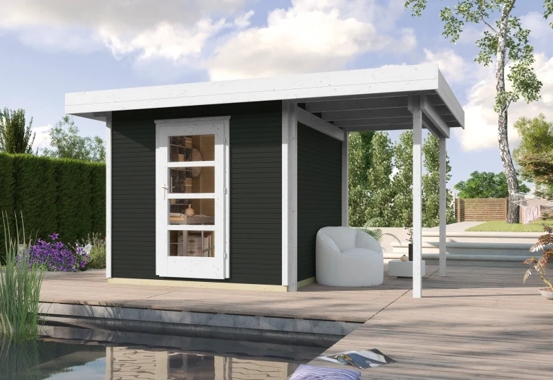 Weka Gartenhaus wekaLine 172 Größe 3 anthrazit Anbau 150 cm