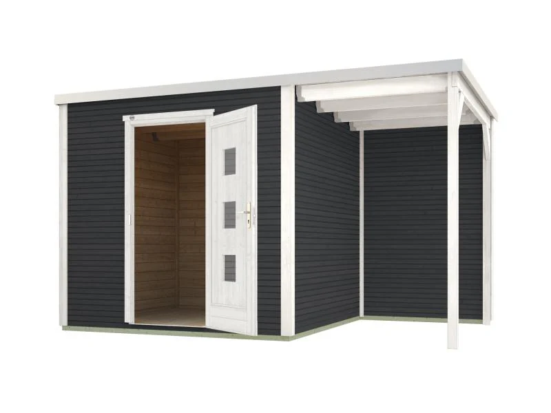 Weka Gartenhaus wekaLine 413 A Gr 1 anthrazit mit Anbau 150 cm - Image 3