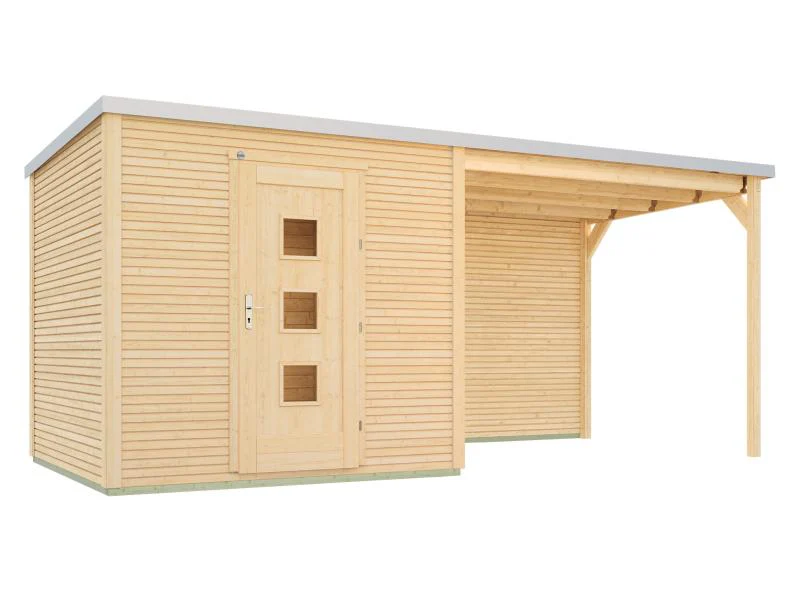Weka Gartenhaus wekaLine 413 B Gr 2 natur mit Anbau 300 cm - Image 3