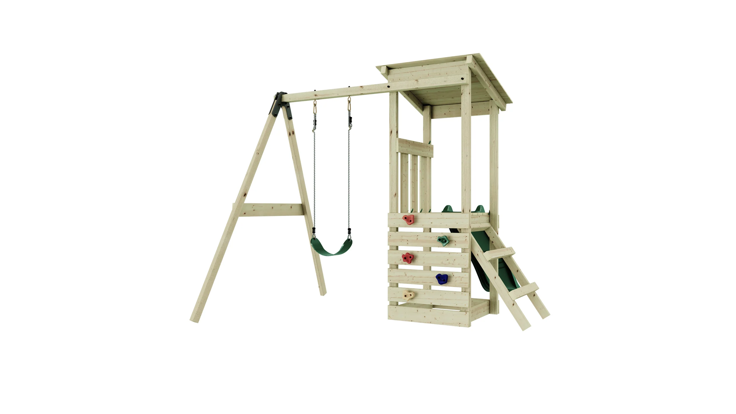 Weka Kinderspielturm Lyon inkl. Rutsche, Kletterwand und Einzelschaukel - Image 4