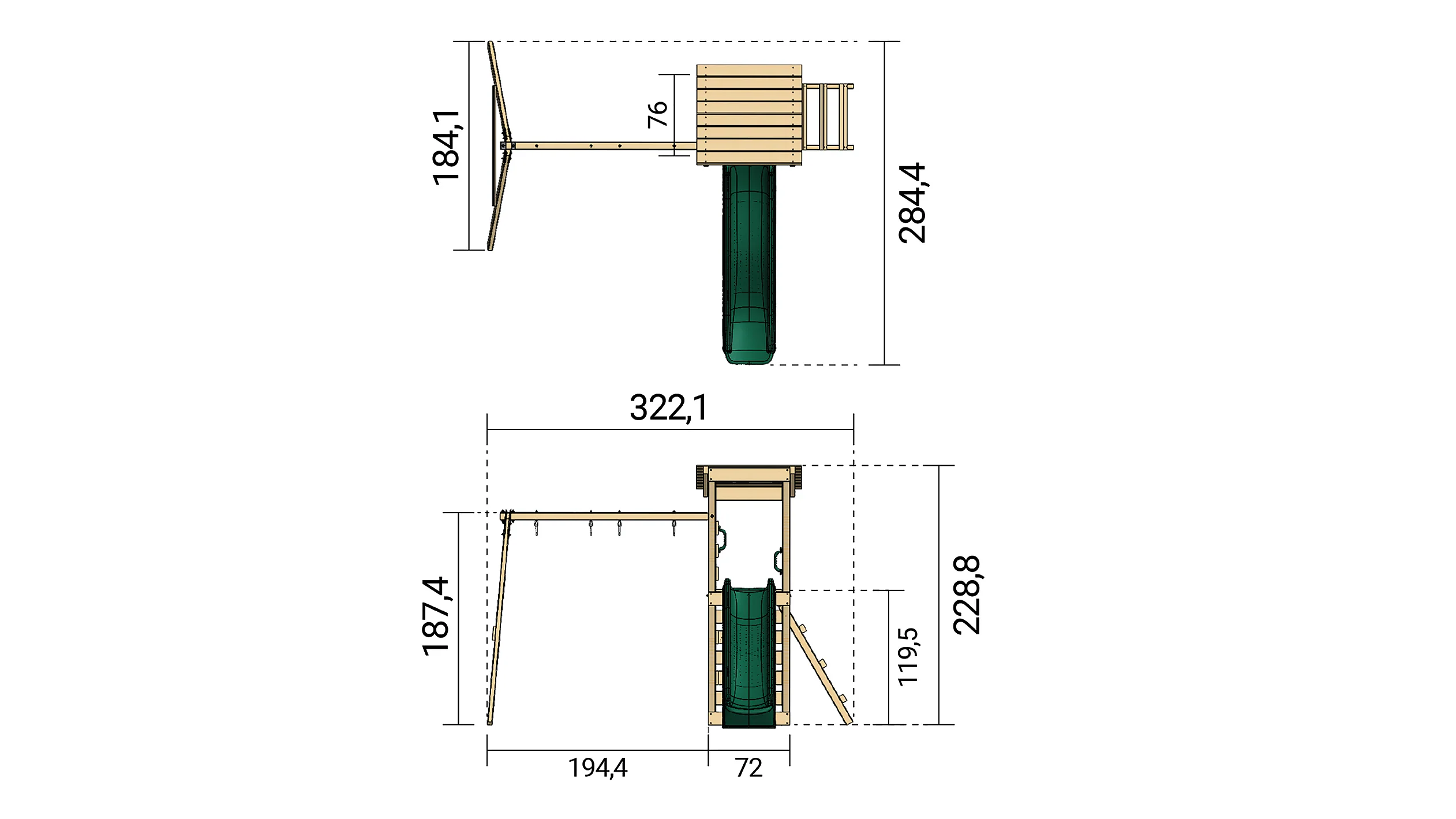 Weka Kinderspielturm Neapel inkl. Rutsche, Kletterwand und Doppelschaukel - Image 5