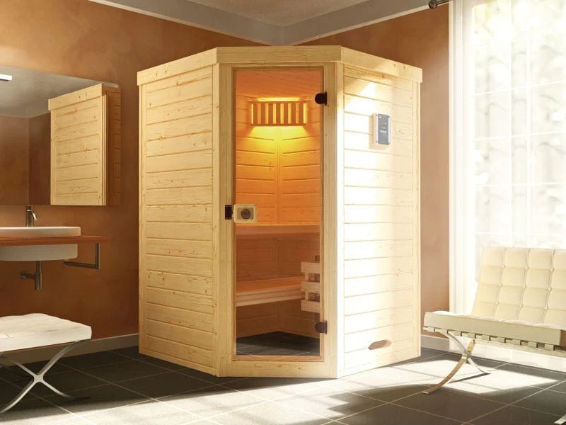 Weka Massivholz-Elementsauna Laukkala 1 GT, inkl. 4,5 kW Bioofen digitale Steuerung (BioS), mit Saun