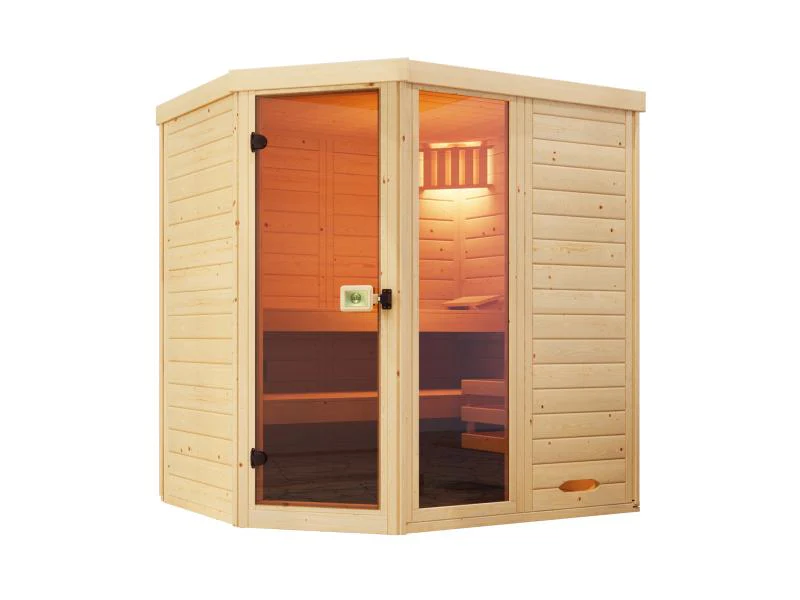 Weka Massivholz-Elementsauna Laukkala 2, inkl. 7,5 kW OS mit Saunaleuchtenset - Image 3