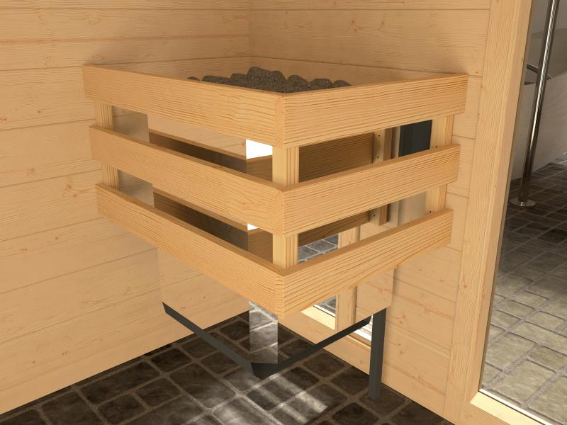 Weka Massivholz-Sauna VALIDA Gr. 4 Sparset 9 kW K inkl. integrierter Steuerung, Glastür - Image 5
