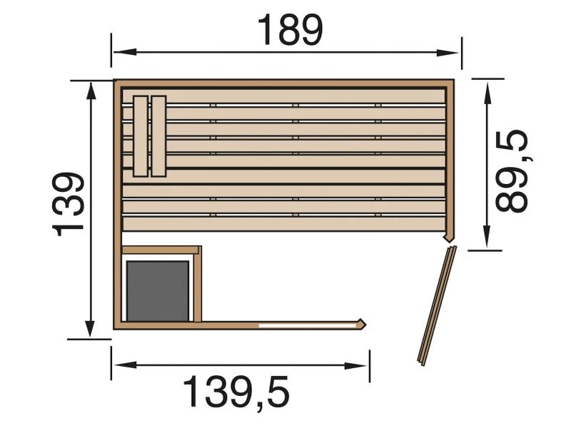 Weka Massivholzsauna 38 mm VALIDA Eck 1 GTF - Image 3