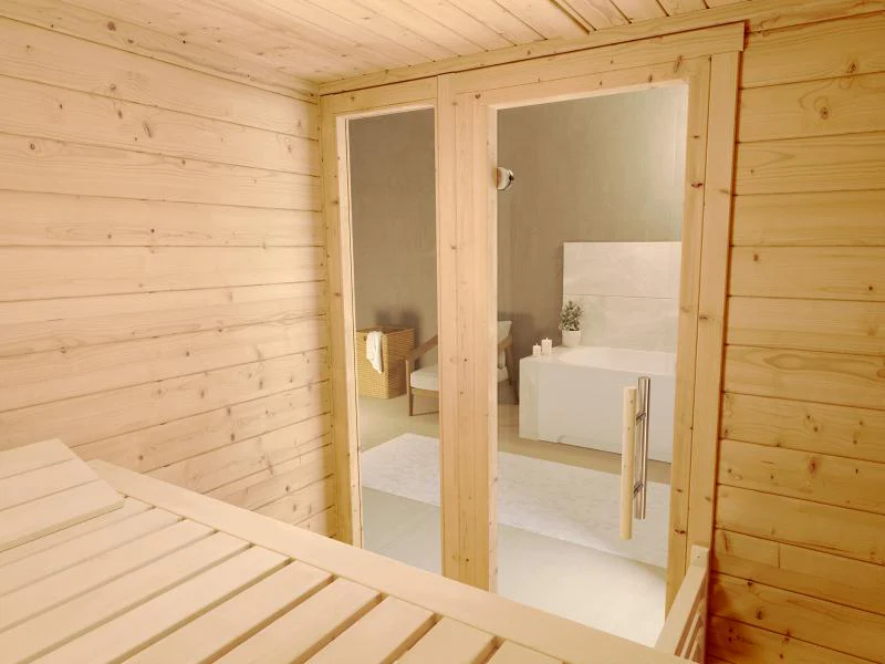 Weka Massivholzsauna Bergen 1 GTF, inkl. 5,4 Ofen Kompakt integr. Steuerung und bodentiefes Fenster - Image 7