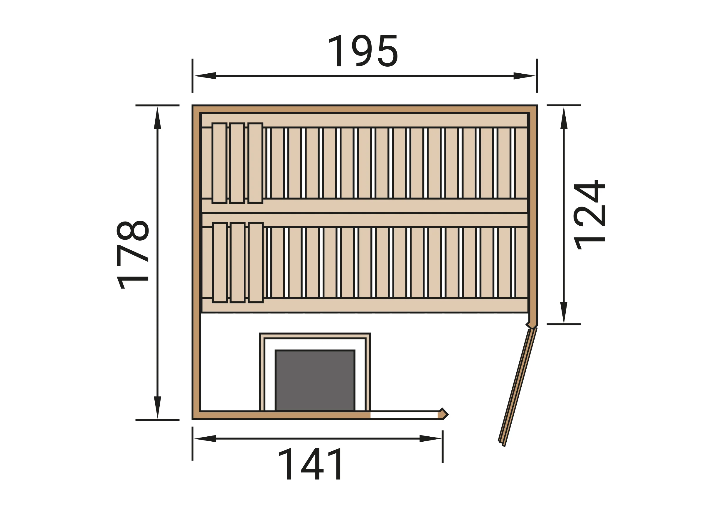 Weka Massivholzsauna Turku 1 GTF, inkl. 9 kW Ofen Kompakt integr. Steuerung - Image 4