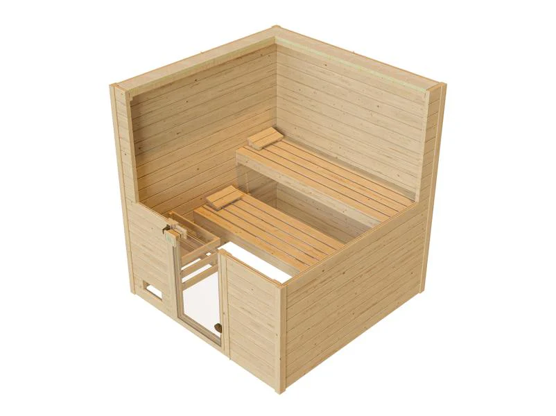 Weka Massivholzsauna Valida 3 GT, inkl. 7,5 kW Bioofen digitale Steuerng (BioS), Ganzglastür - Image 5
