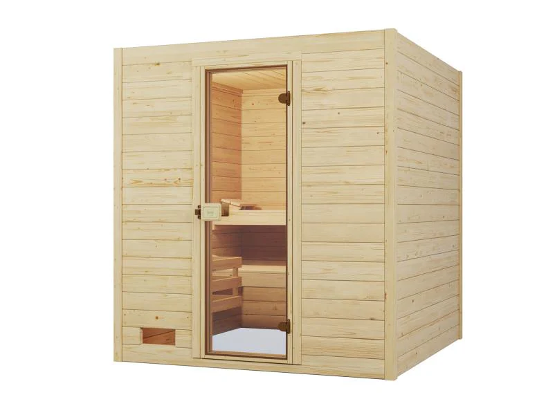 Weka Massivholzsauna Valida 3 GT, inkl. 7,5 kW Ofen digitale Steuerng (OS), Ganzglastür - Image 2