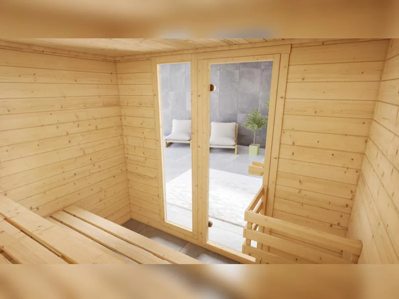 Weka Massivholzsauna Valida 4 GTF, inkl. 7,5 kW Ofen digitale Steuerng (OS), Ganzglastür und Fenster - Image 10