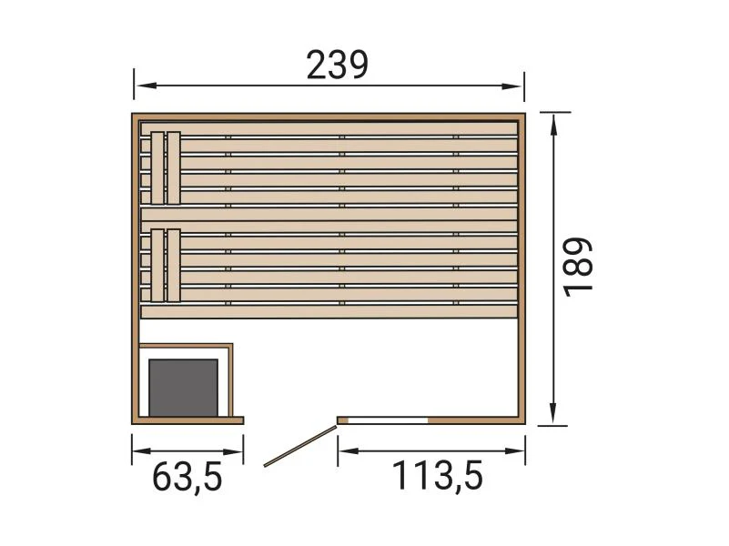 Weka Massivholzsauna Valida 4 GTF, inkl. 7,5 kW Ofen digitale Steuerng (OS), Ganzglastür und Fenster - Image 3