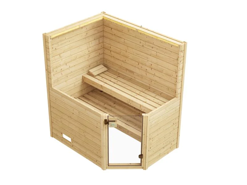 Weka Massivholzsauna Valida Eck 1 GTF, inkl. 7,5 kW Ofen digitale Steuerung (OS), mit Ganzglastür un - Image 4