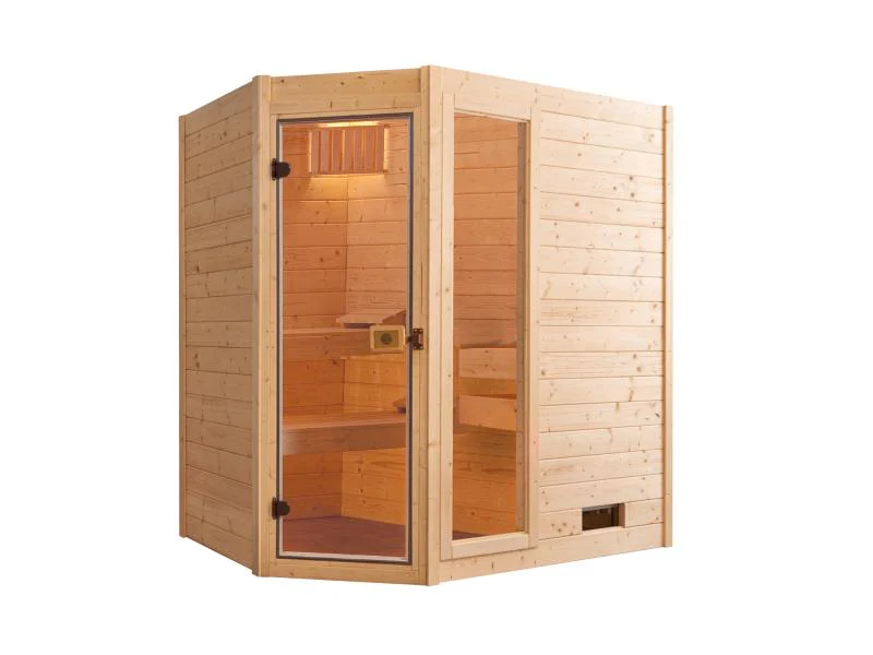 Weka Massivholzsauna Valida Eck 1 GTF Sparset 1 inkl. 4,5 kW Kompakt-Ofenset, Sauna-Leuchtenset, Zub - Image 2