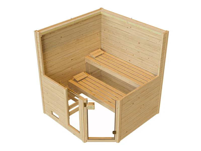 Weka Massivholzsauna Valida Eck 2 GTF, inkl. 5,4 kW Ofen Kompakt integr. Steuerung, Ganzglastür und - Image 7