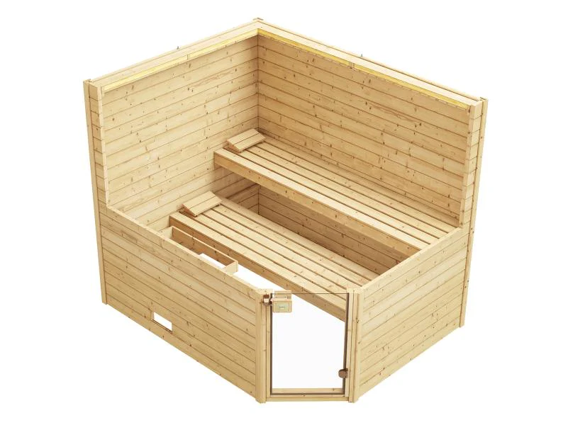 Weka Massivholzsauna Valida Eck 3 GT, inkl. 7,5 kW Bioofen mit digitaler Steuerung (BioS), Ganzglast - Image 7