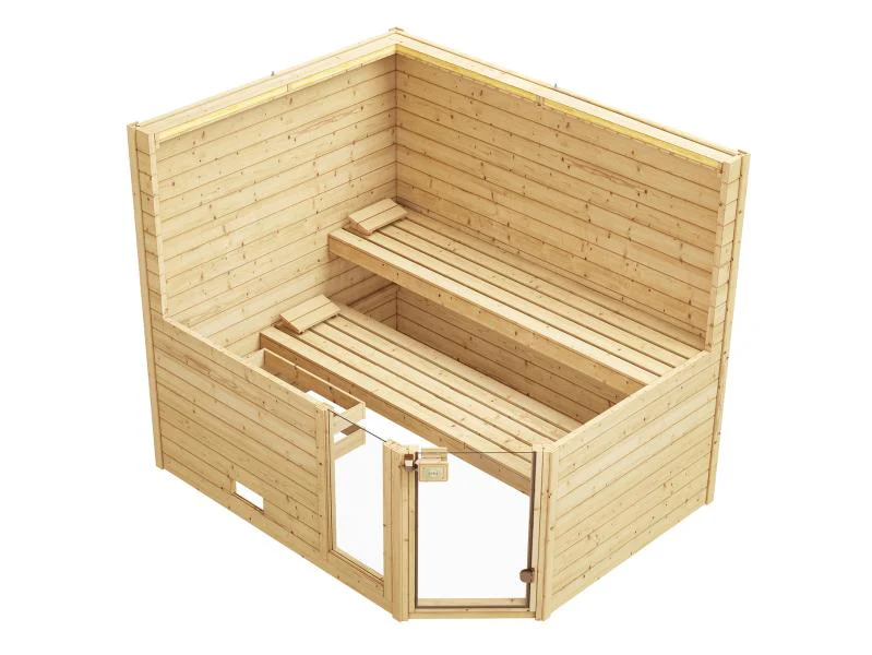 Weka Massivholzsauna Valida Eck 3 GTF, inkl. 9 kW Ofen mit digitaler Steuerung (OS), Ganzglastür und - Image 7