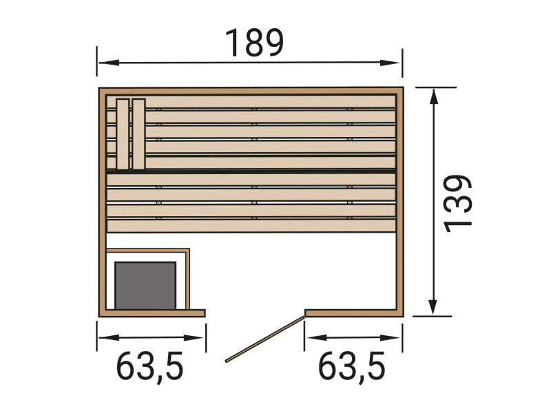Weka Massivholzsauna Valida Gr. 2 GT, inkl. 5,4 kW Ofen Kompakt integr. Steuerung, Ganzglastür - Image 3