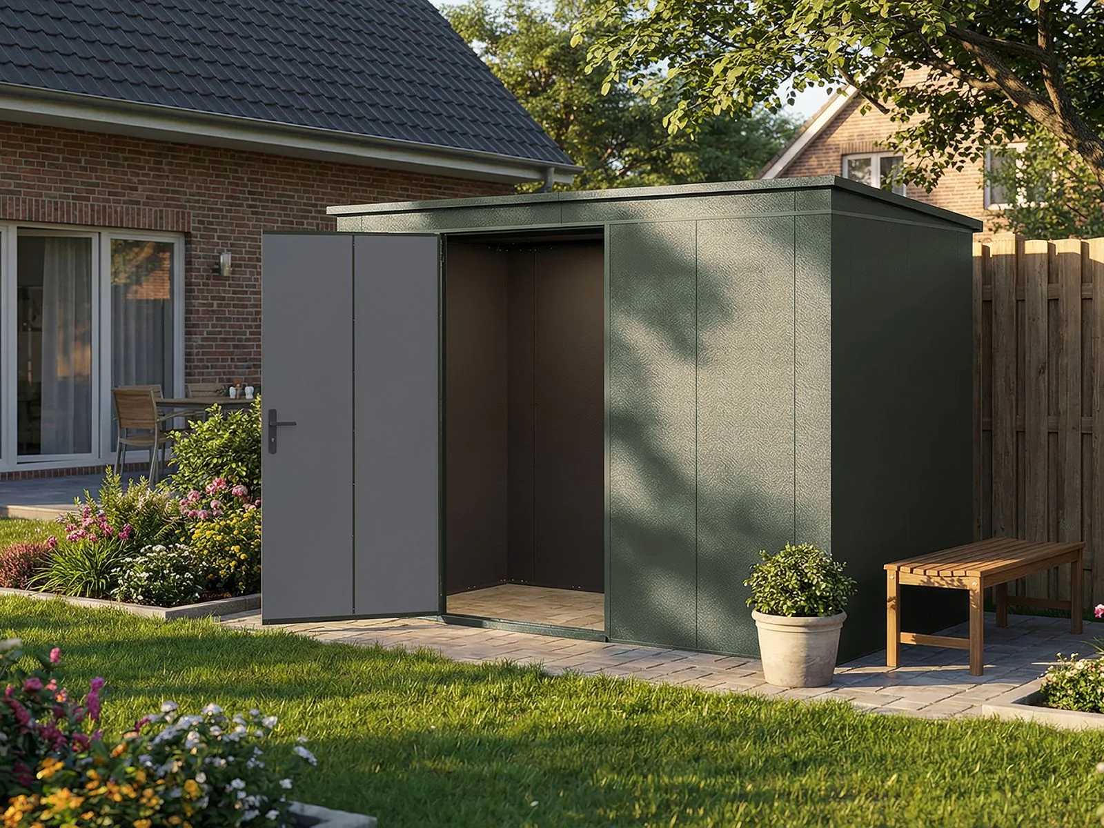 Weka Metallgerätehaus Gary 287x137 cm - grün