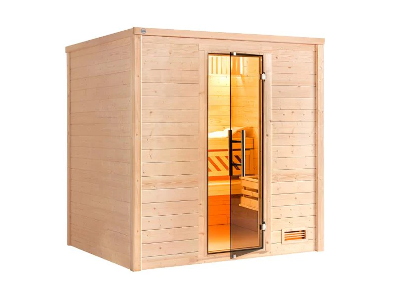 Weka Premium-Massivholzsauna 45 mm Bergen 2 GT, naturbelassen - Image 3