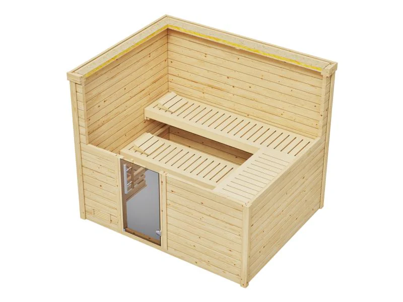 Weka Premium-Massivholzsauna 45 mm Bergen 3 GT, natur - Image 6