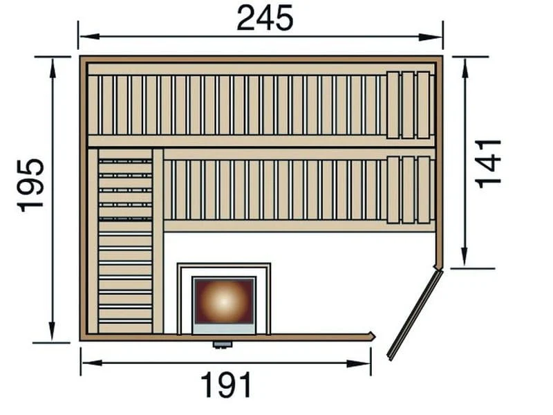 Weka Premium-Massivholzsauna 45 mm Turku 3 GT - Image 2