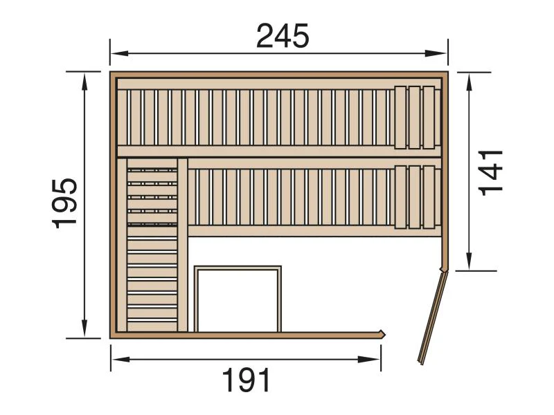 Weka Premium-Massivholzsauna 45 mm Turku 3 HT - Image 2