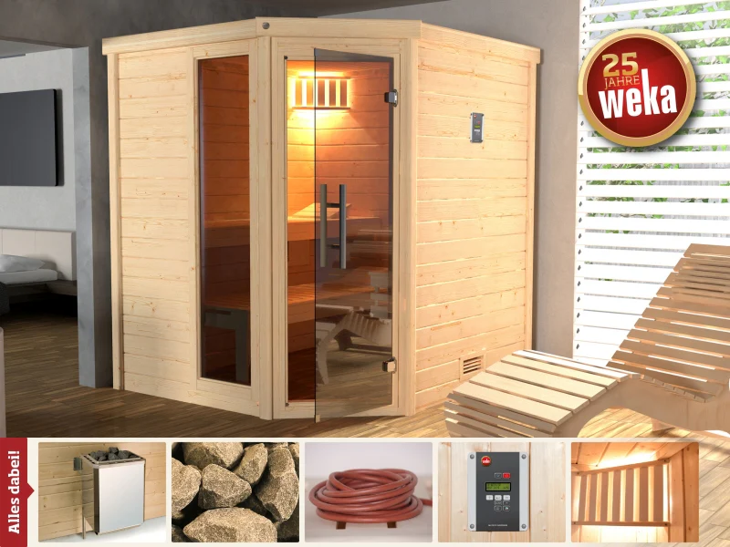 Weka Premium-Massivholzsauna Turku 1 GTF Sparset 1 inkl. 7,5 kW Sauna-Ofen - Image 11