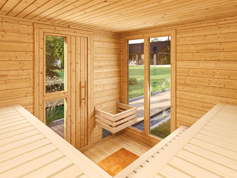 Weka Saunahaus 45 mm Kuopio mit Fenster und 9 kW BioS-Ofenset, anthrazit - Image 6