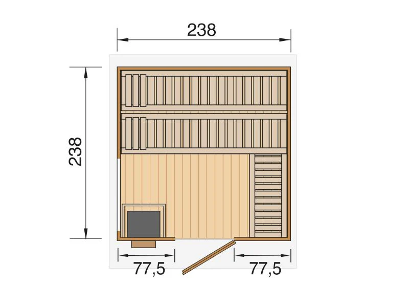 Weka Saunahaus 45 mm Kuopio mit Fenster und 9 kW OS-Ofenset, anthrazit - Image 2