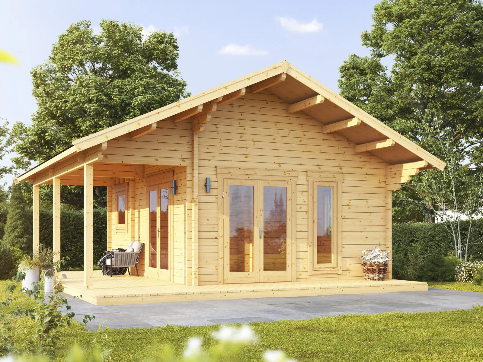 Wolff Finnhaus Ferienhaus Tirol 6658 70, Seitendach links, natur